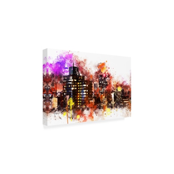 Philippe Hugonnard 'NYC Watercolor Collection - Black Night On Manhattan' Canvas Art,16x24